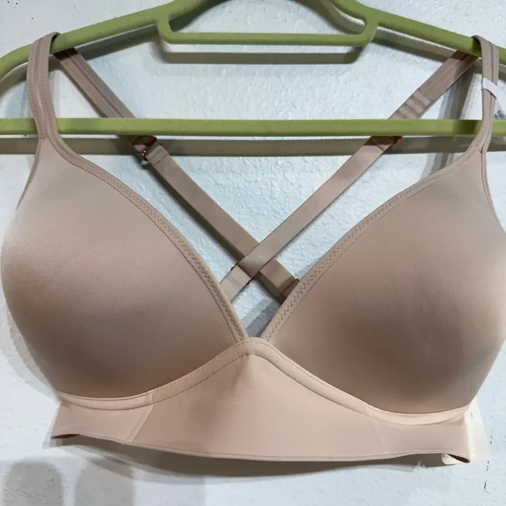 Aerie Beige Wireless Convertible Strap Bra Racerback T Shirt Bra Sz 34DD NWT